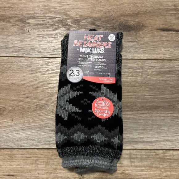 Heat Retainers by Muk Luks Thermal Insulated Socks-Shoe SZ 10-13-Fair Isle Gray - Picture 1 of 8